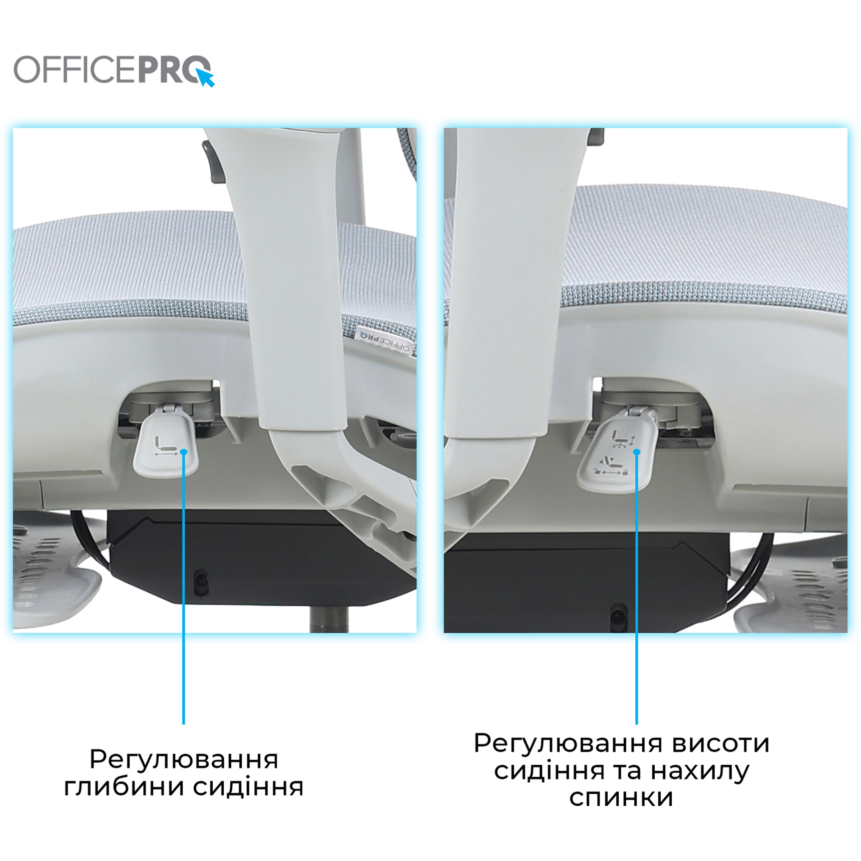 Кресло руководителя OFFICEPRO Elite OC950 Gray/Light Blue