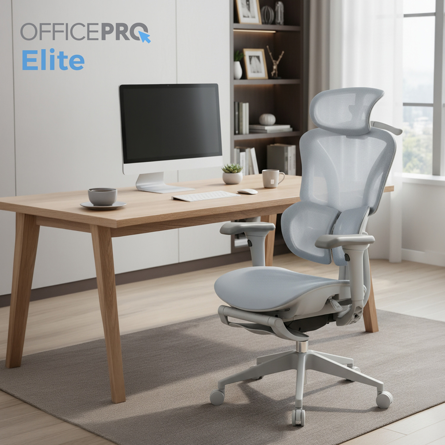 Кресло руководителя OFFICEPRO Elite OC950 Gray/Light Blue