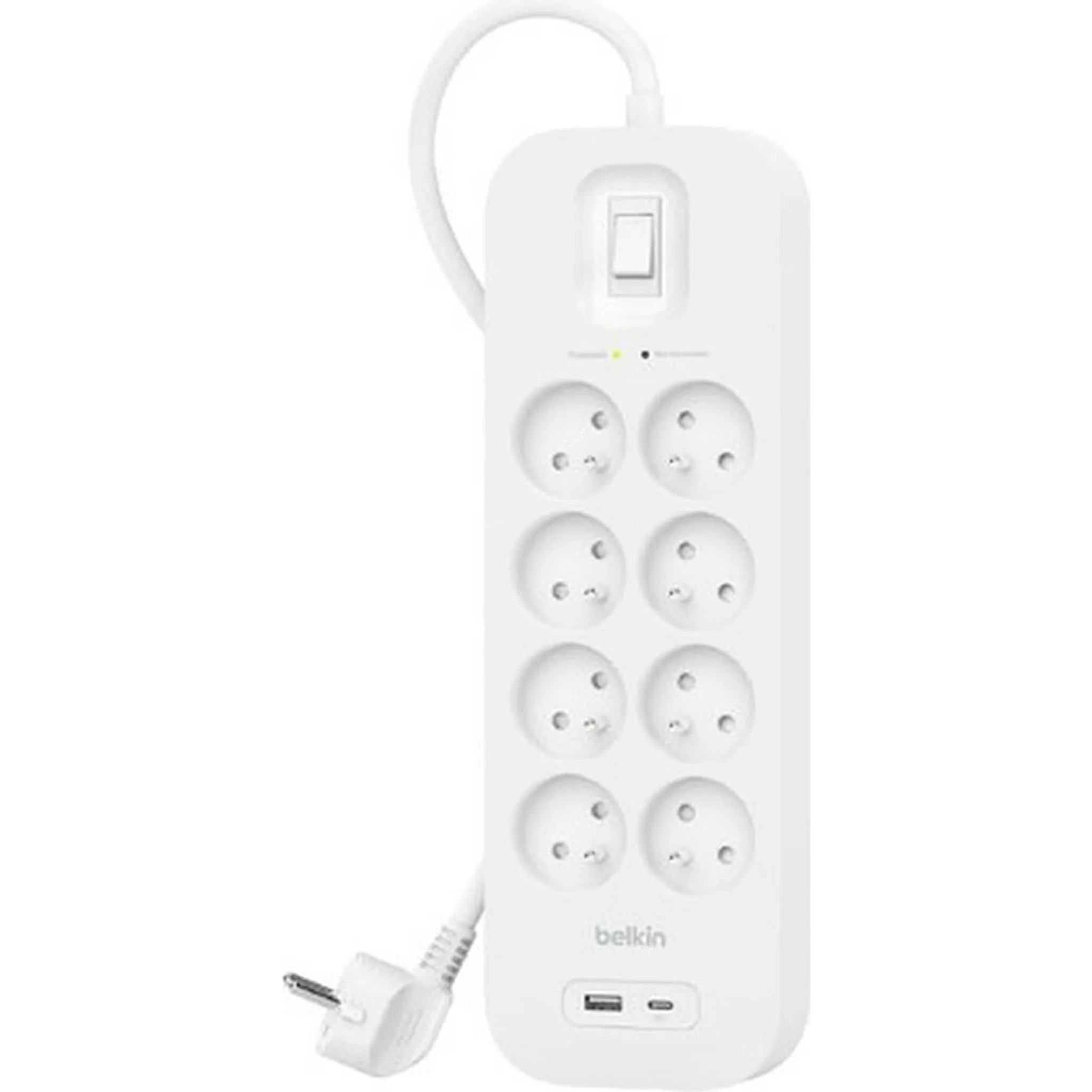 Сетевой фильтр BELKIN SRB003 White, 8 розеток, 1xUSB-C, 1xUSB, 2м (SRB003CA2M)