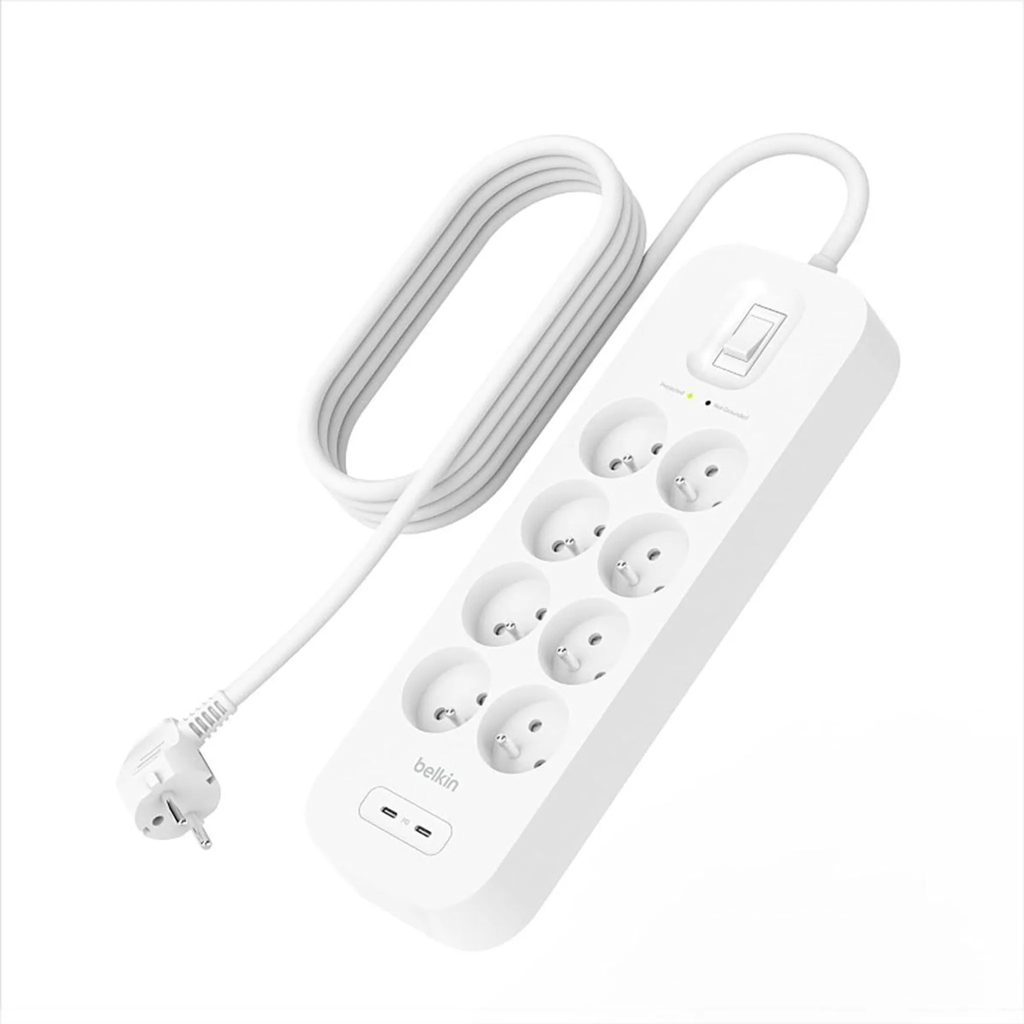Сетевой фильтр BELKIN SRB003 White, 8 розеток, 1xUSB-C, 1xUSB, 2м (SRB003CA2M)