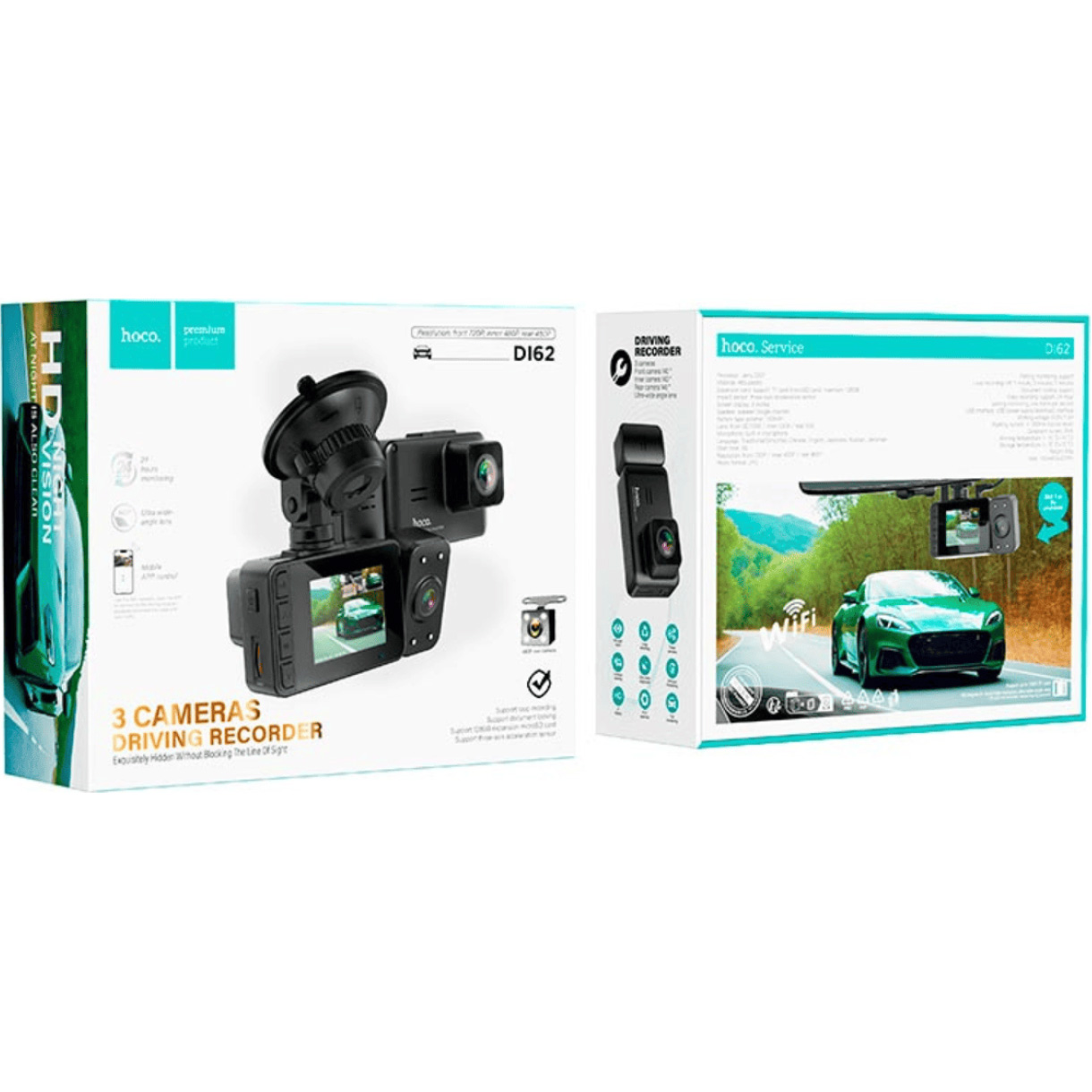Автомобильный видеорегистратор с камерой заднего вида HOCO DI62 Triple Driving Camera