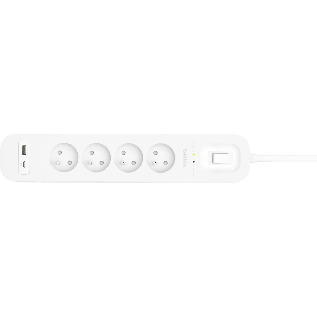 Мережевий фільтр BELKIN SRB001 White, 4 розетки, 1xUSB-C, 1xUSB, 2м (SRB001CA2M)