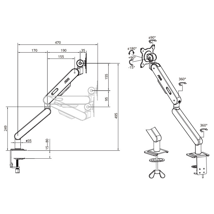 Настольное крепление для монитора AOC AM402G 17"-34" Gray