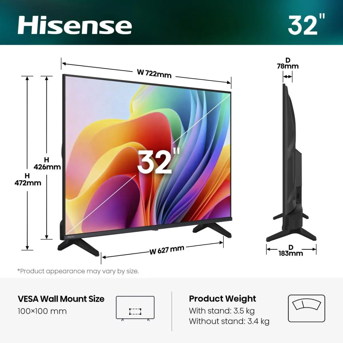 Телевизор HISENSE 32" 32A4S (20018255)