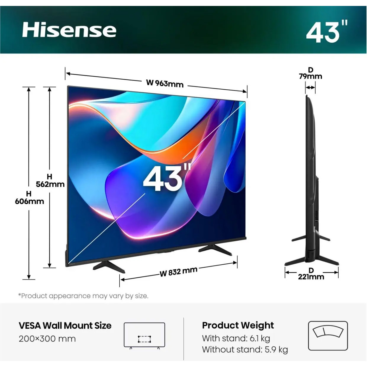 Телевизор HISENSE 43" 4K 43A6S (20018202)