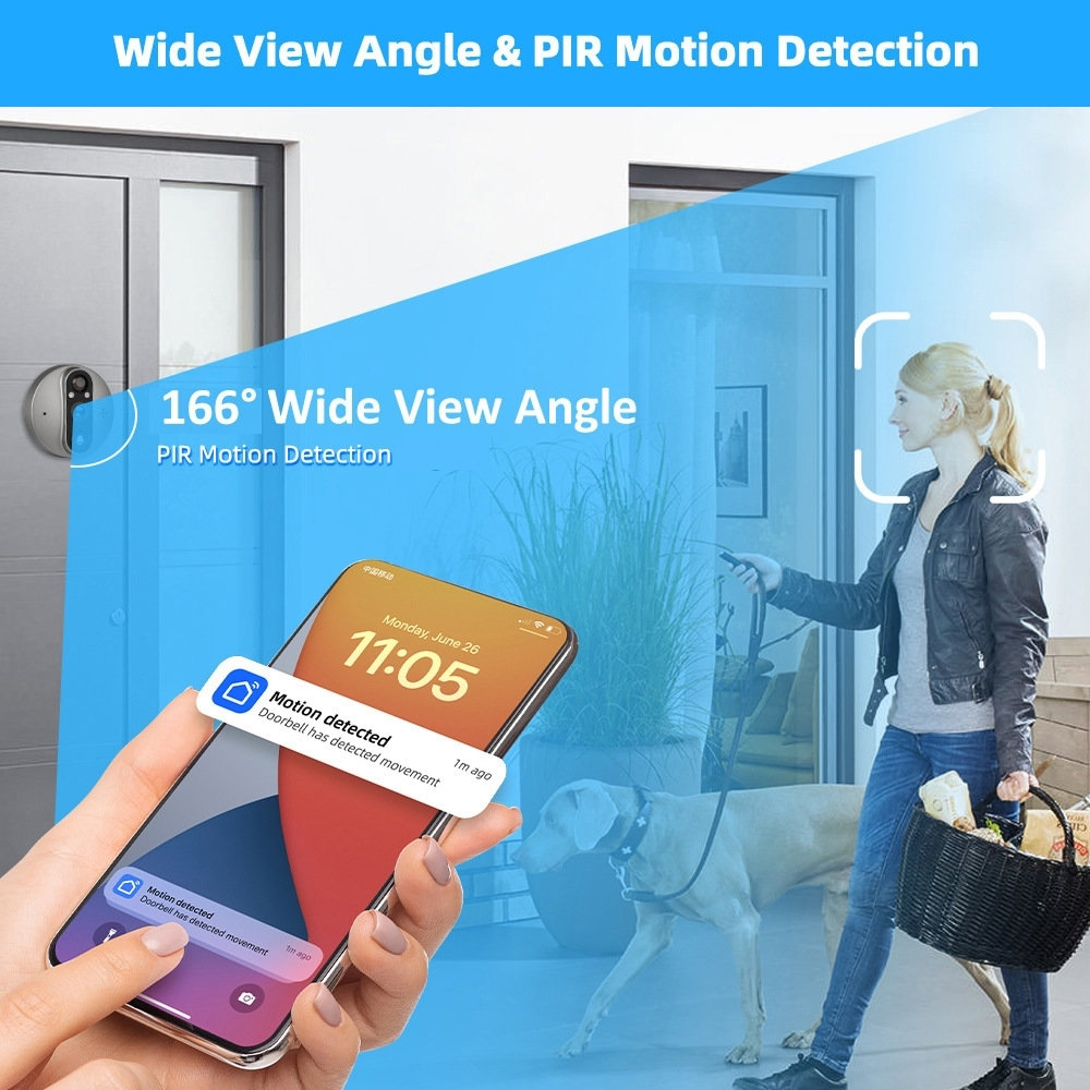 Розумний відеодзвінок 4.3" TUYA Wireless Peephole Video Doorbell