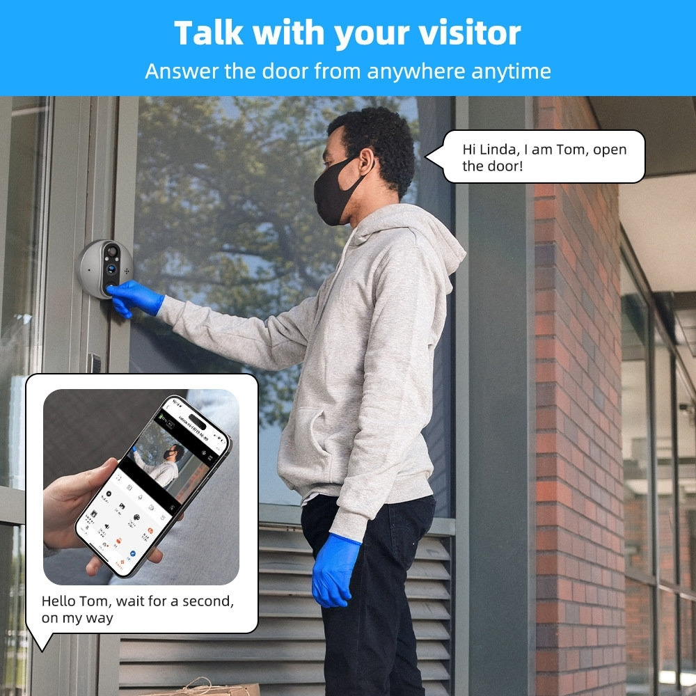 Розумний відеодзвінок 4.3" TUYA Wireless Peephole Video Doorbell
