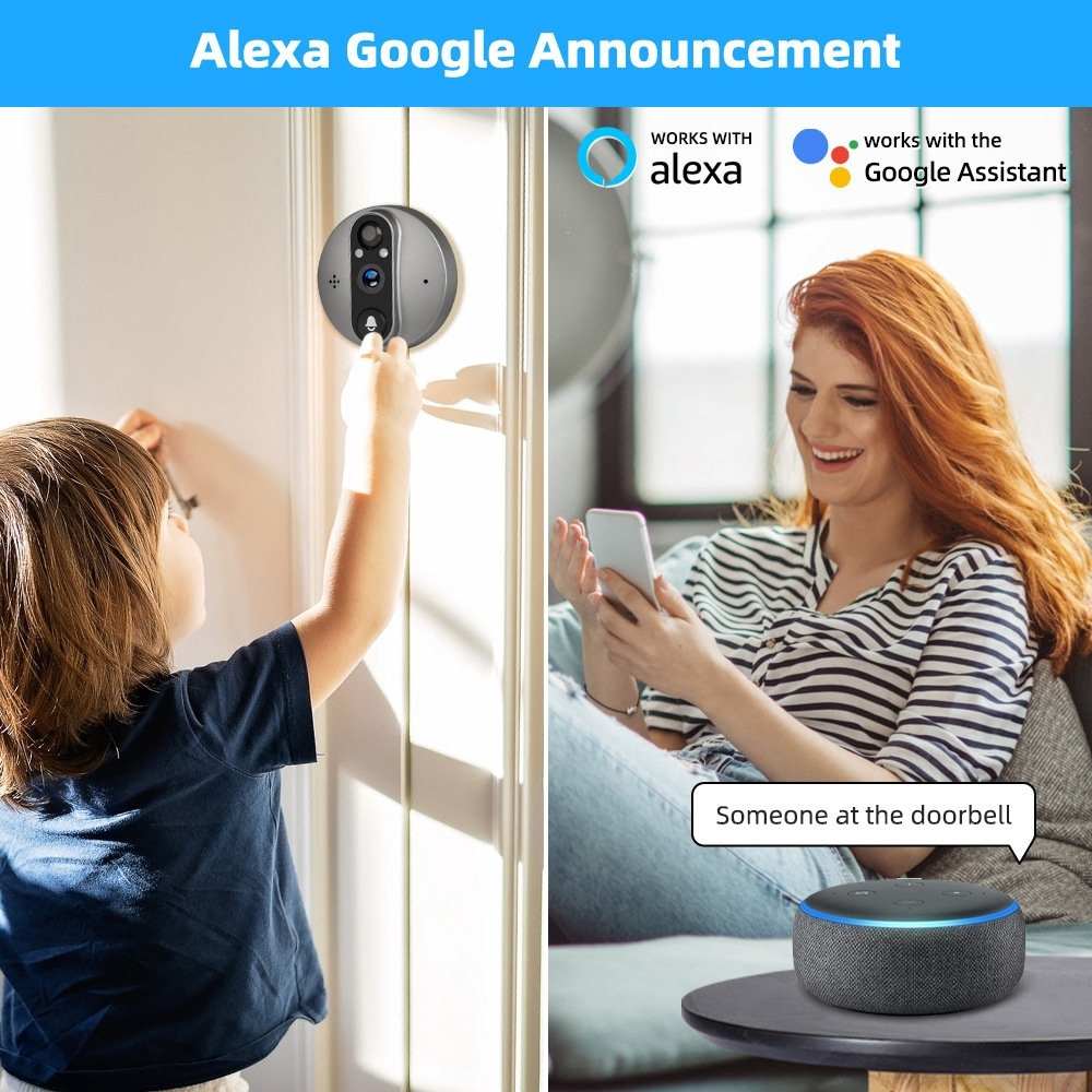 Розумний відеодзвінок 4.3" TUYA Wireless Peephole Video Doorbell
