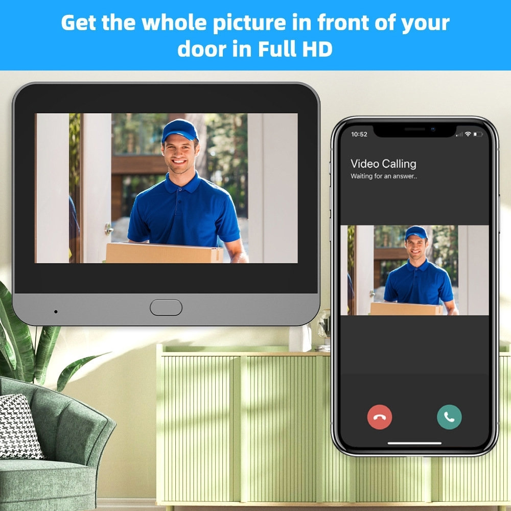 Розумний відеодзвінок 4.3" TUYA Wireless Peephole Video Doorbell