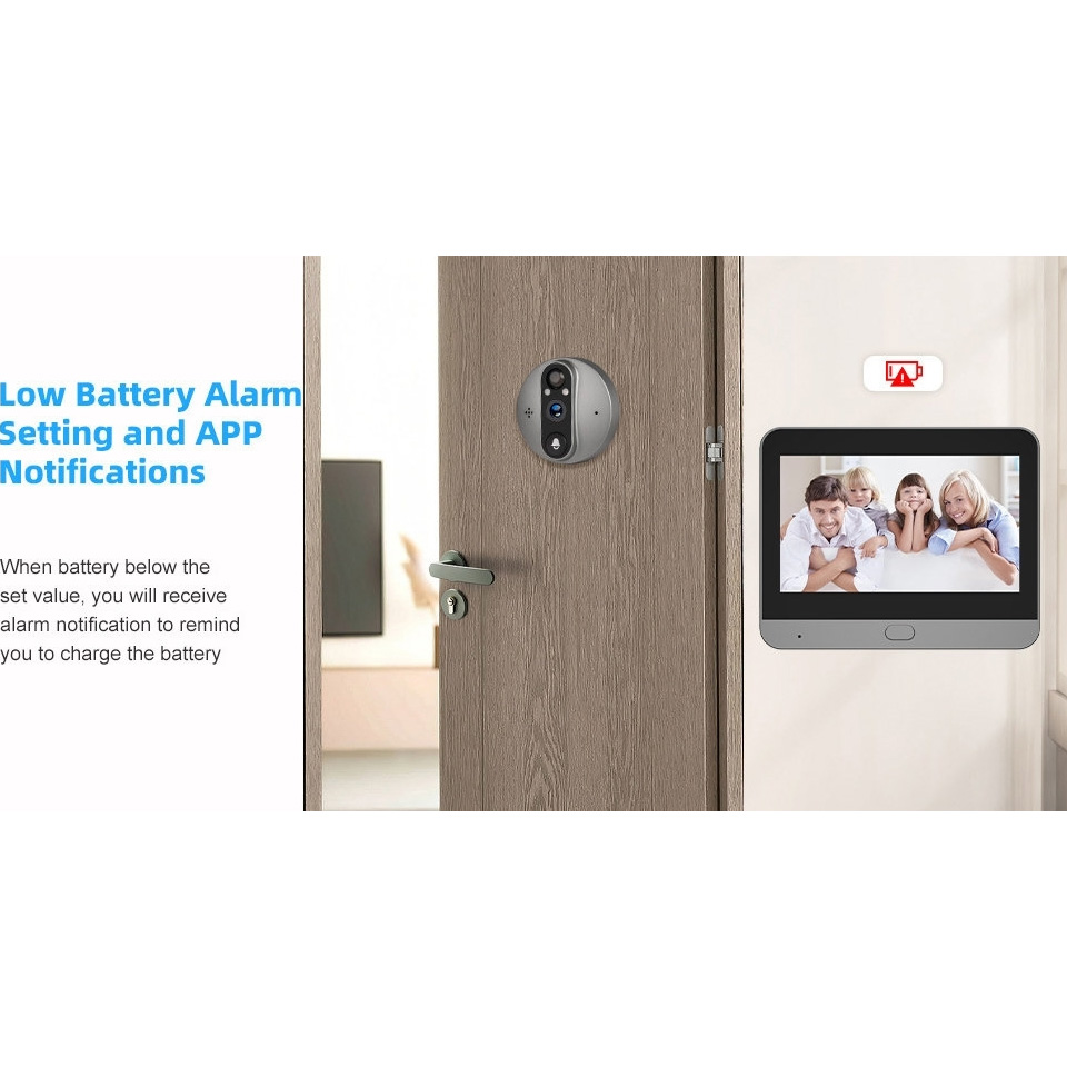 Розумний відеодзвінок 4.3" TUYA Wireless Peephole Video Doorbell