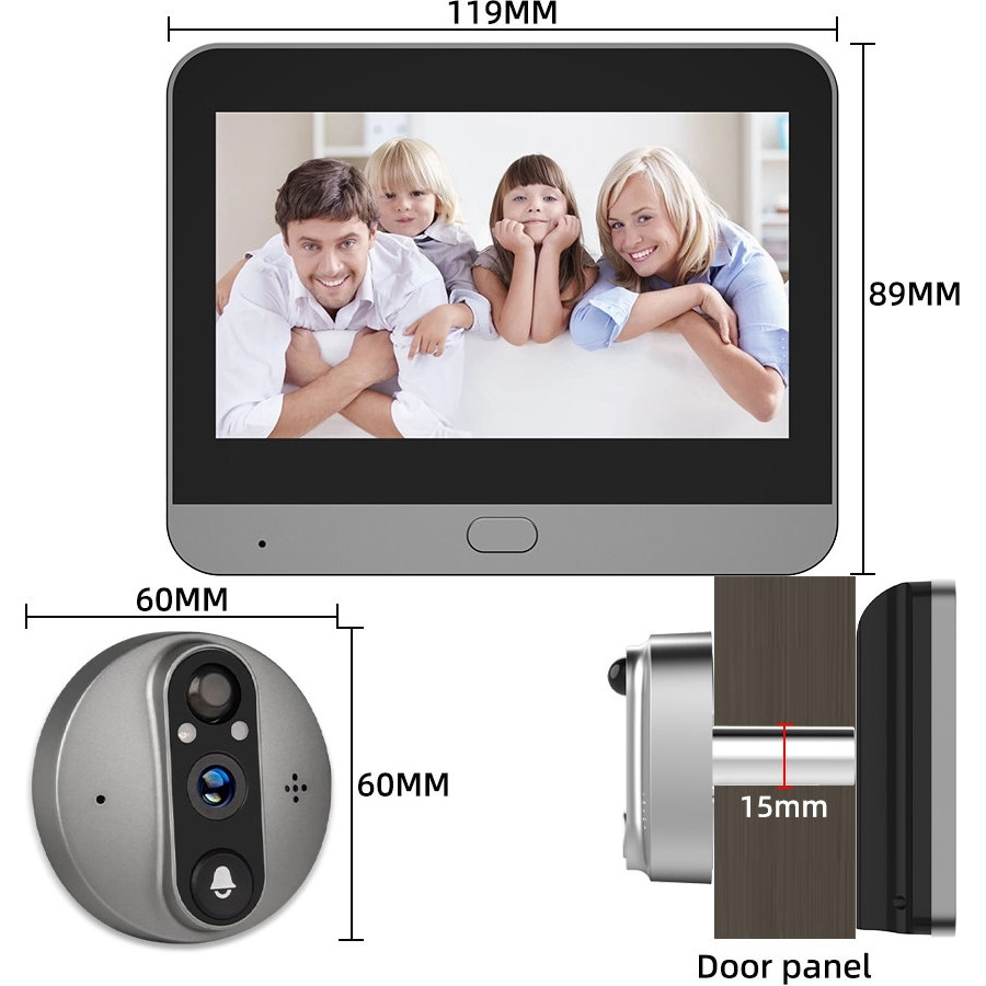 Розумний відеодзвінок 4.3" TUYA Wireless Peephole Video Doorbell