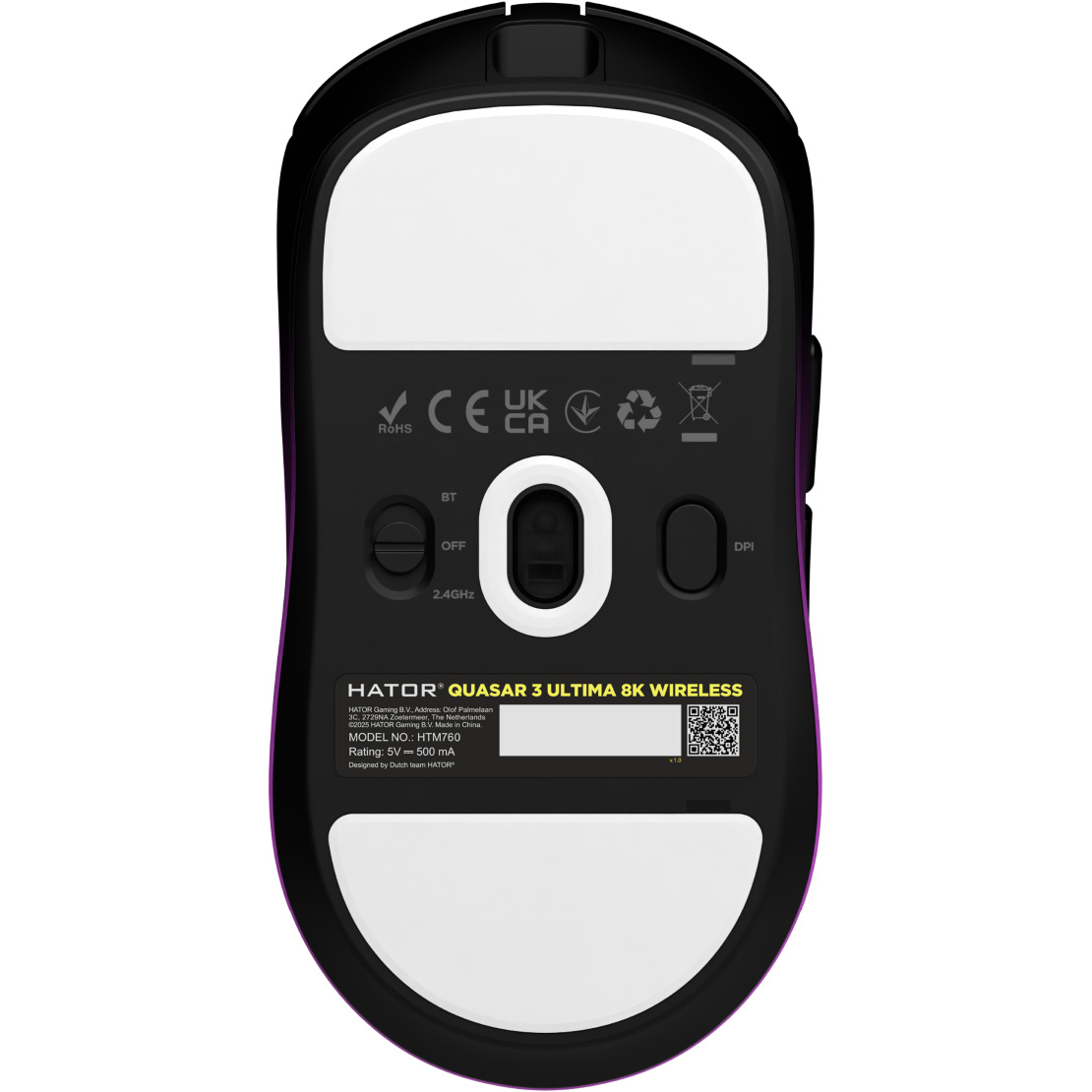 Мышь игровая HATOR Quasar 3 Ultima 8K Wireless Black/Violet (HTM760)