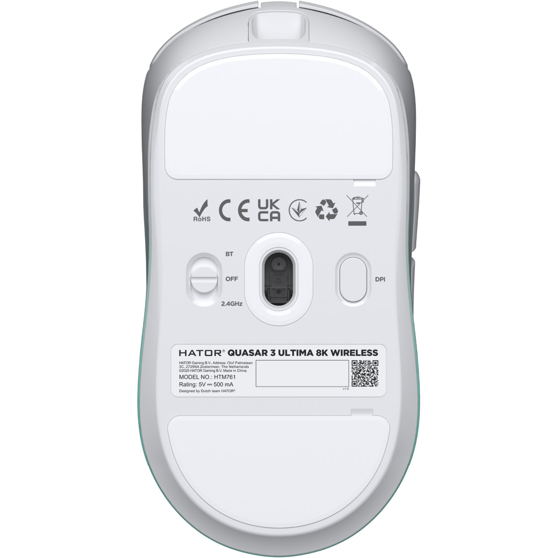 Мышь игровая HATOR Quasar 3 Ultima 8K Wireless White/Mint (HTM761)