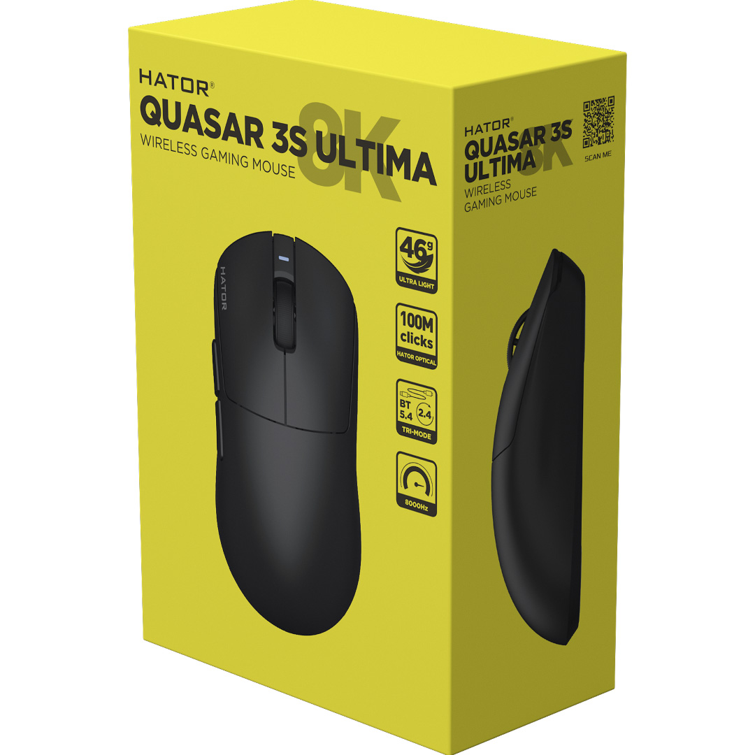 Мышь игровая HATOR Quasar 3S Ultima 8K Wireless Black (HTM660)