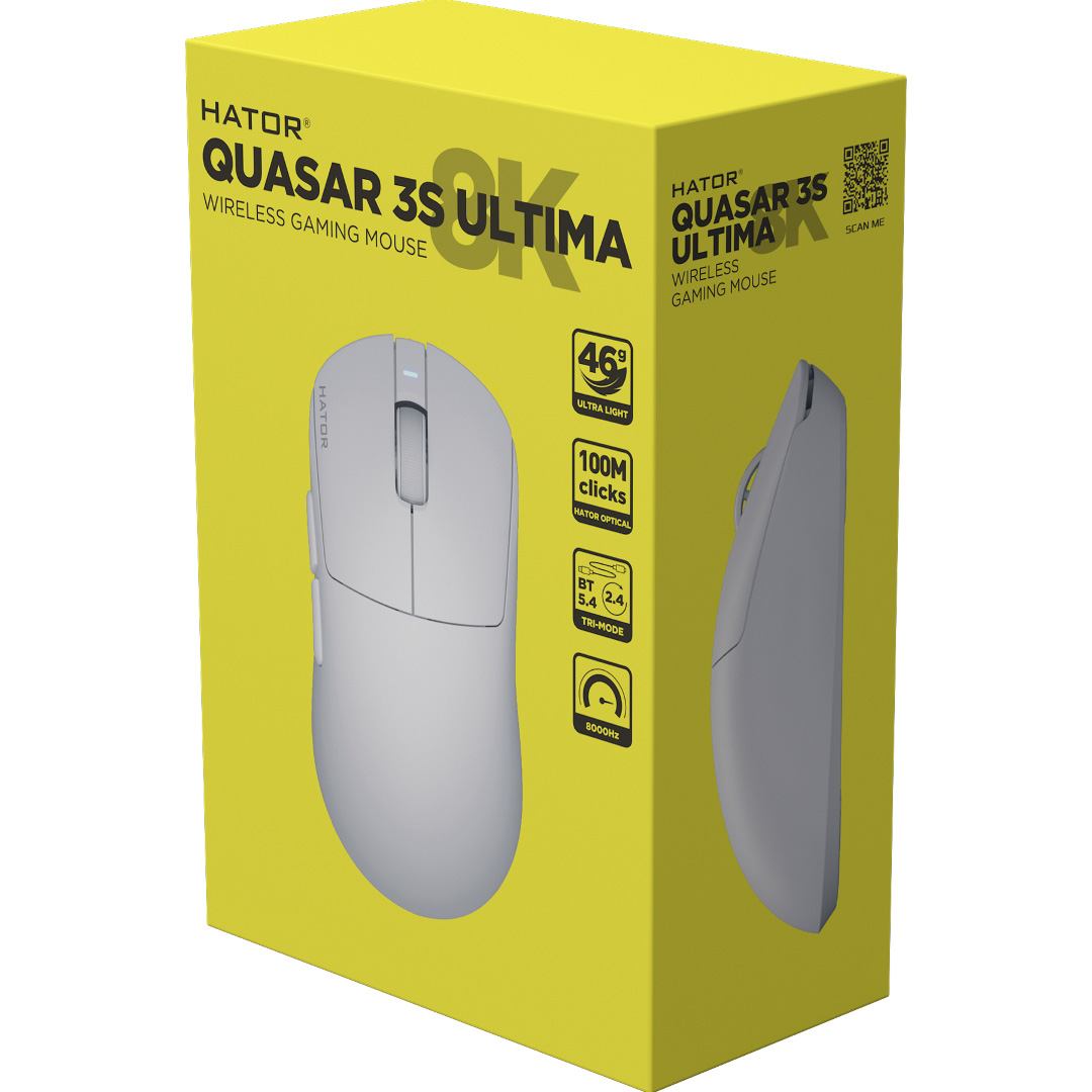Мышь игровая HATOR Quasar 3S Ultima 8K Wireless White (HTM661)