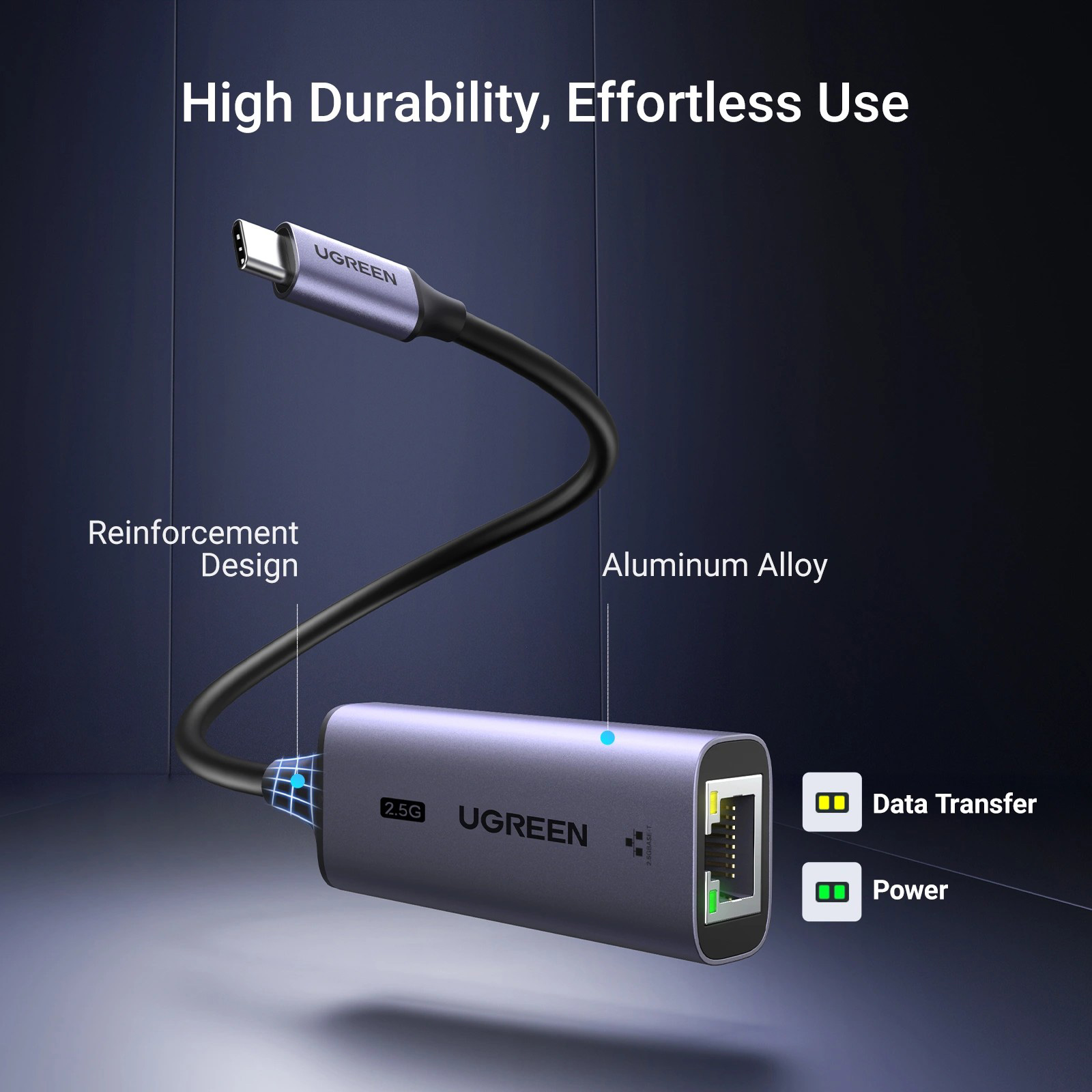 Мережевий адаптер UGREEN CM648 USB-C 2.5 Gigabit Ethernet Adapter Space Gray (25052)