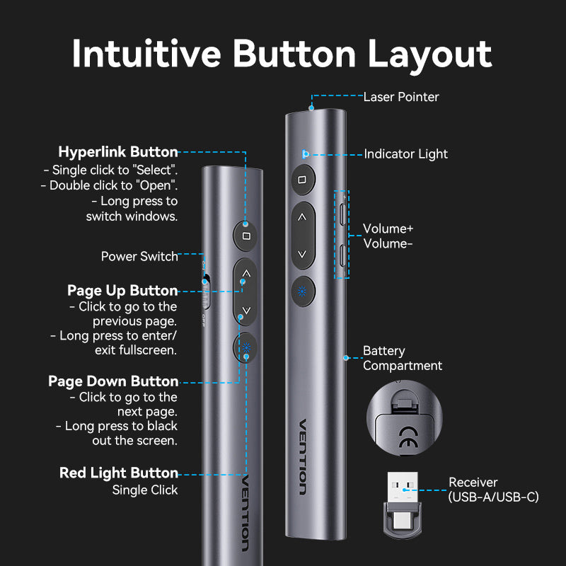 Презентер VENTION PowerPoint Clicker with Red Laser Pointer