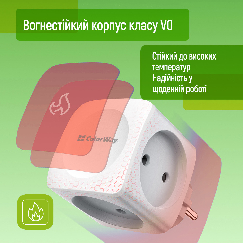 Сетевой разветвитель COLORWAY CW-CHE4W White, 4 розетки