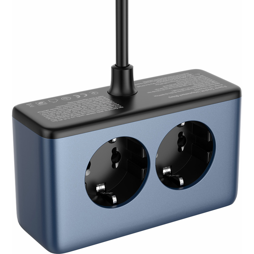 Мережевий фільтр COLORWAY CW-CHE25PDB Blue, 2 розетки, 2xUSB-C, 1xUSB, 2м