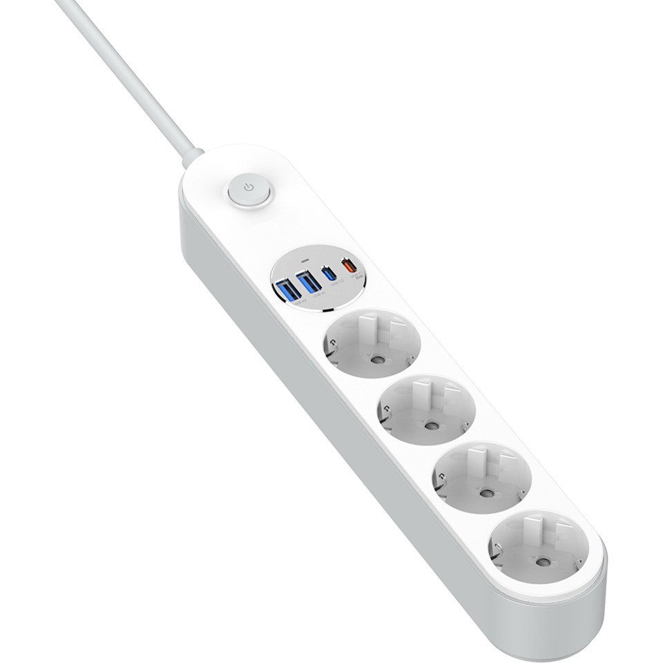 Сетевой фильтр COLORWAY CW-CHE44PDW White, 4 розетки, 2xUSB-C, 2xUSB, 2м