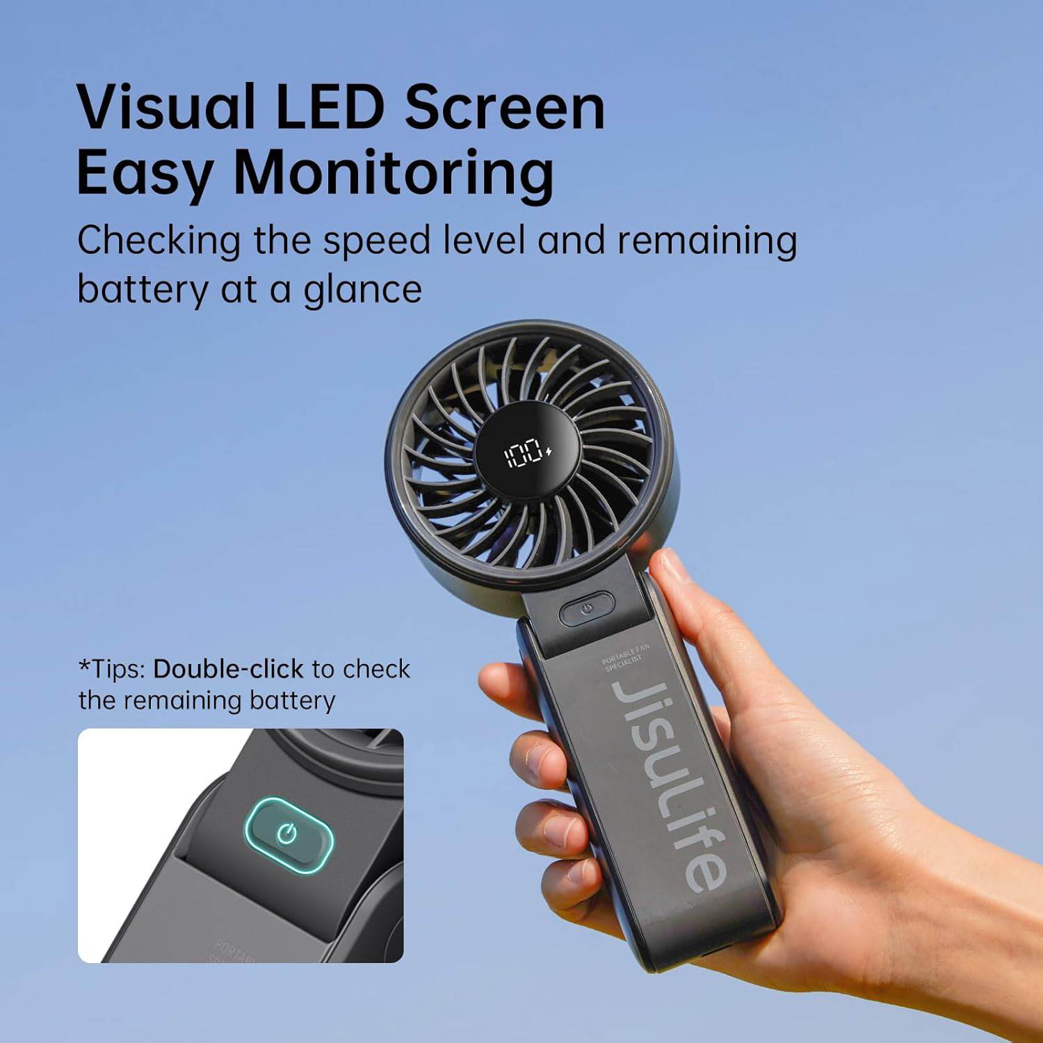 Портативний ручний вентилятор JISULIFE Handheld Fan Life7 Black