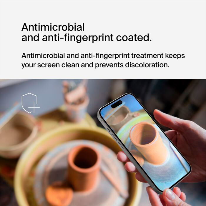 Защитное стекло BELKIN ScreenForce Tempered Glass Anti-Microbial для iPhone 15 Pro (OVA137ZZ)