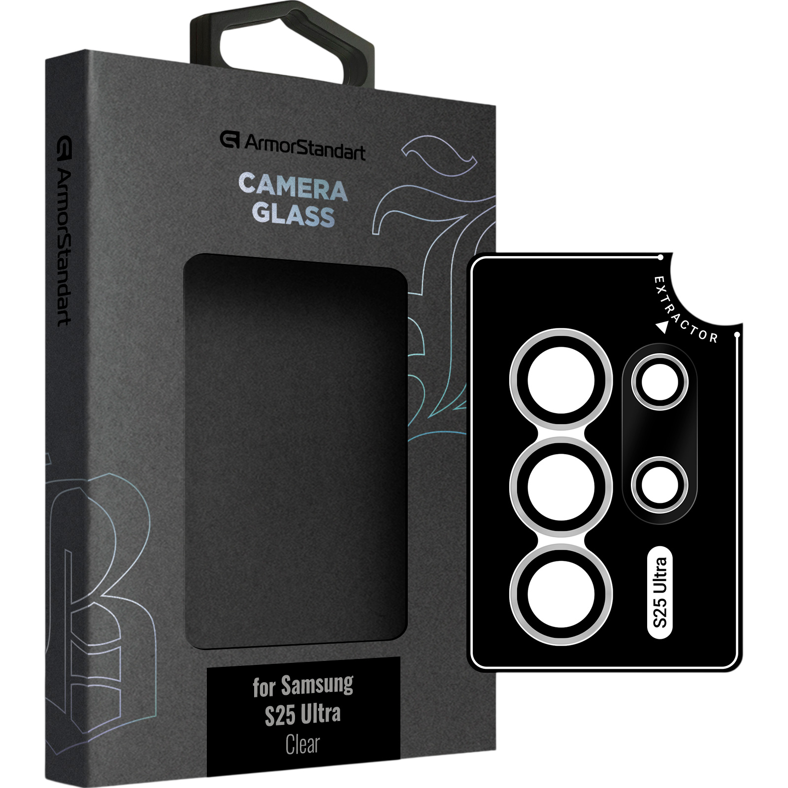 Защитное стекло для задней камеры ARMORSTANDART Supreme Black Icon Clear для Galaxy S25 Ultra