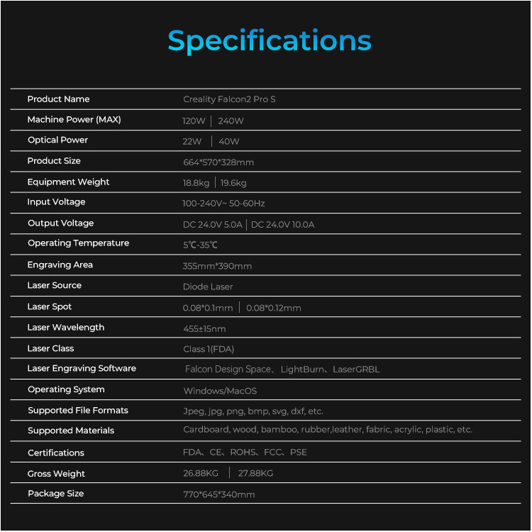 Лазерний гравер CREALITY Falcon2 Pro S 22W (1005010225)