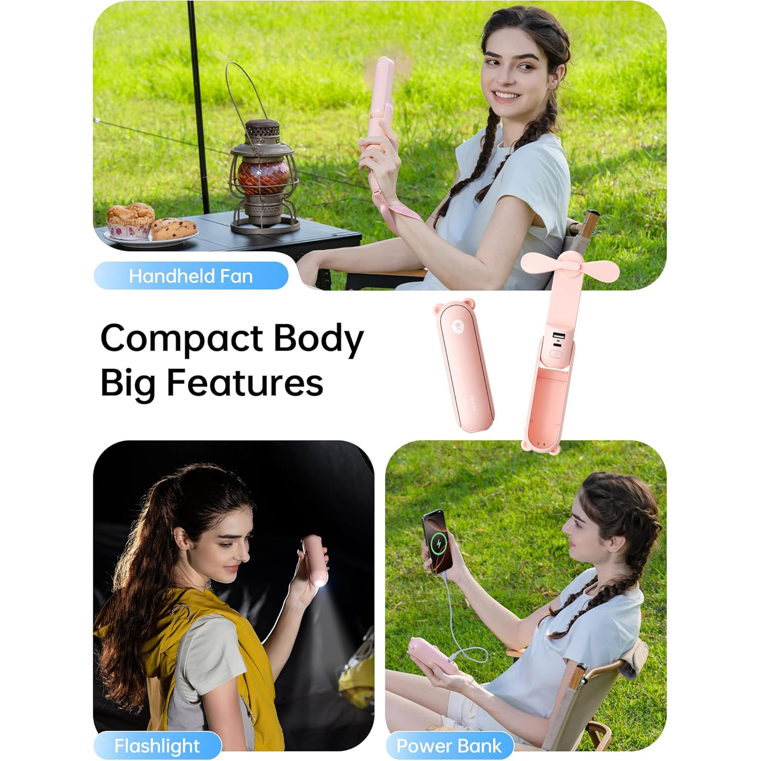 Портативний ручний вентилятор JISULIFE Handheld Fan Life8 Plus Pink
