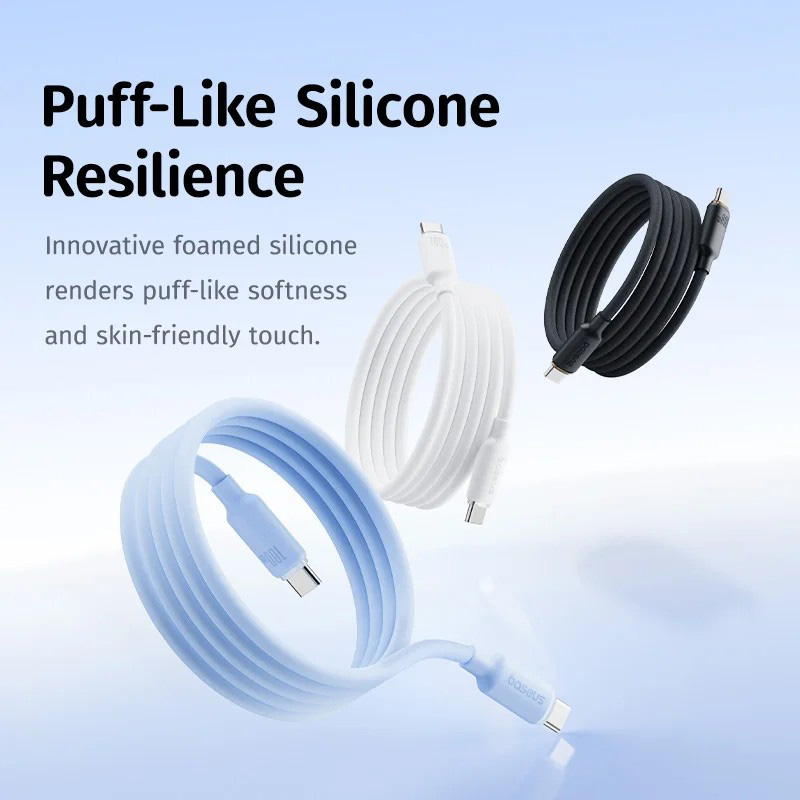 Кабель BASEUS Foamed Silicone Type-C to Type-C PD 100W 1м Blue (E0426702)