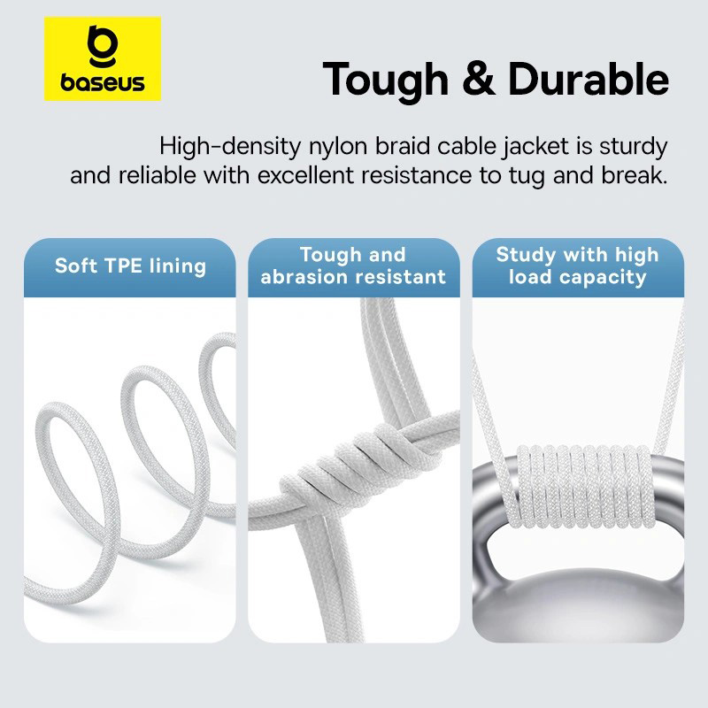 Кабель BASEUS Gem Fast Charging Data Cable USB to USB-C 100W 1м Moon White (P10373000211-00)