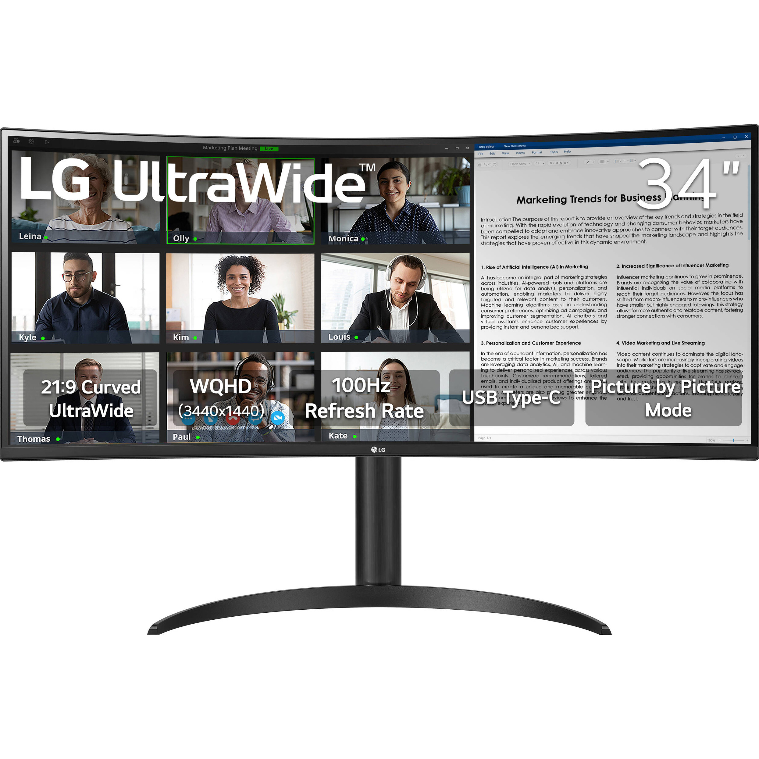 Монітор 34" LG UltraWide 34WR55QK-B