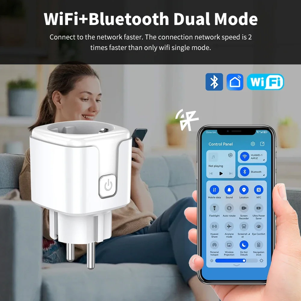 Розумна розетка QUANATUM Tuya 20A EU WiFi Smart Socket