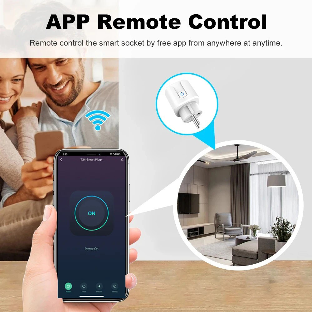 Розумна розетка QUANATUM Tuya 20A EU WiFi Smart Socket