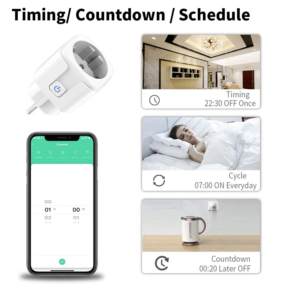 Розумна розетка QUANATUM Tuya 20A EU WiFi Smart Socket
