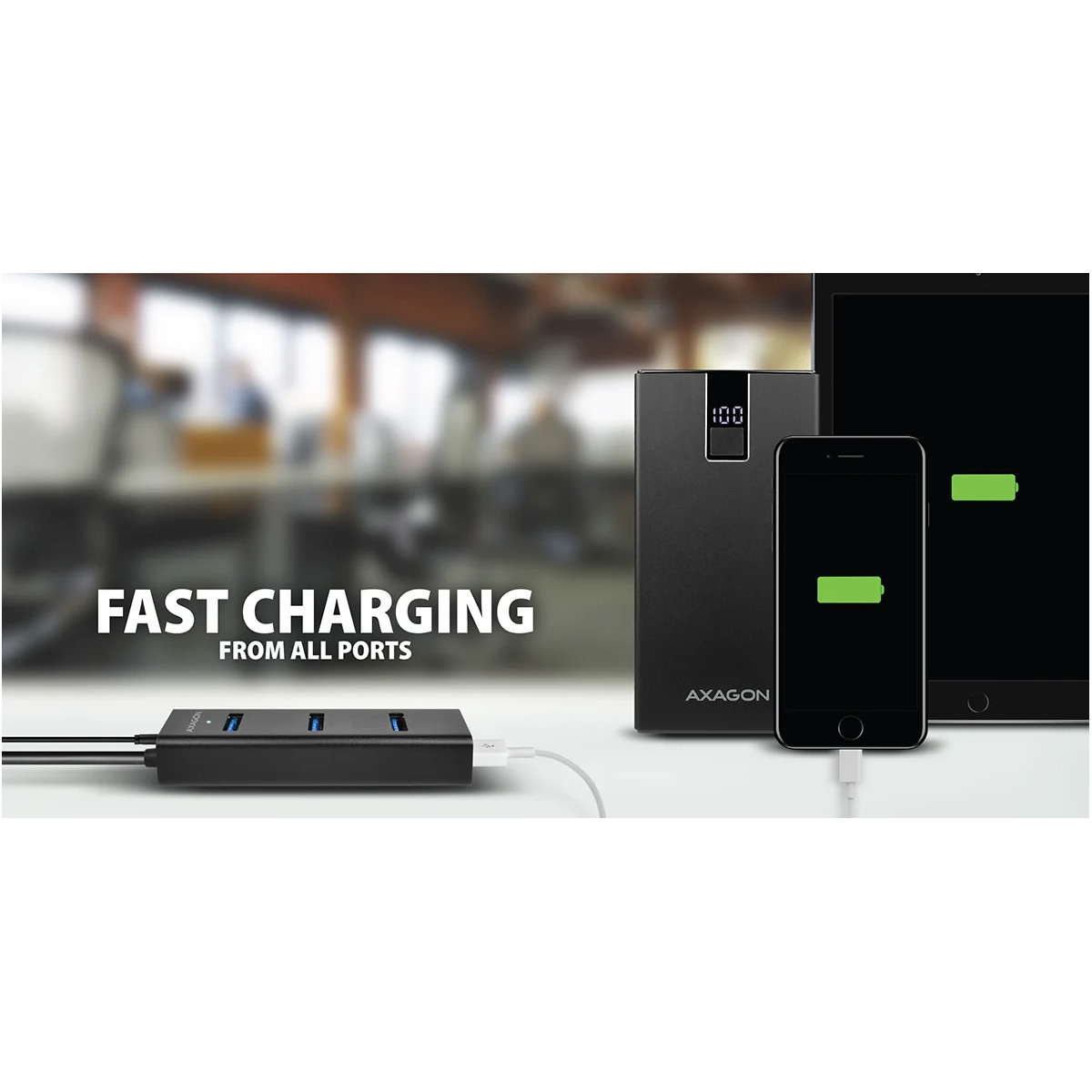 USB-хаб AXAGON 4-Port USB-A 3.0 Charging Hub w/Power Adapter