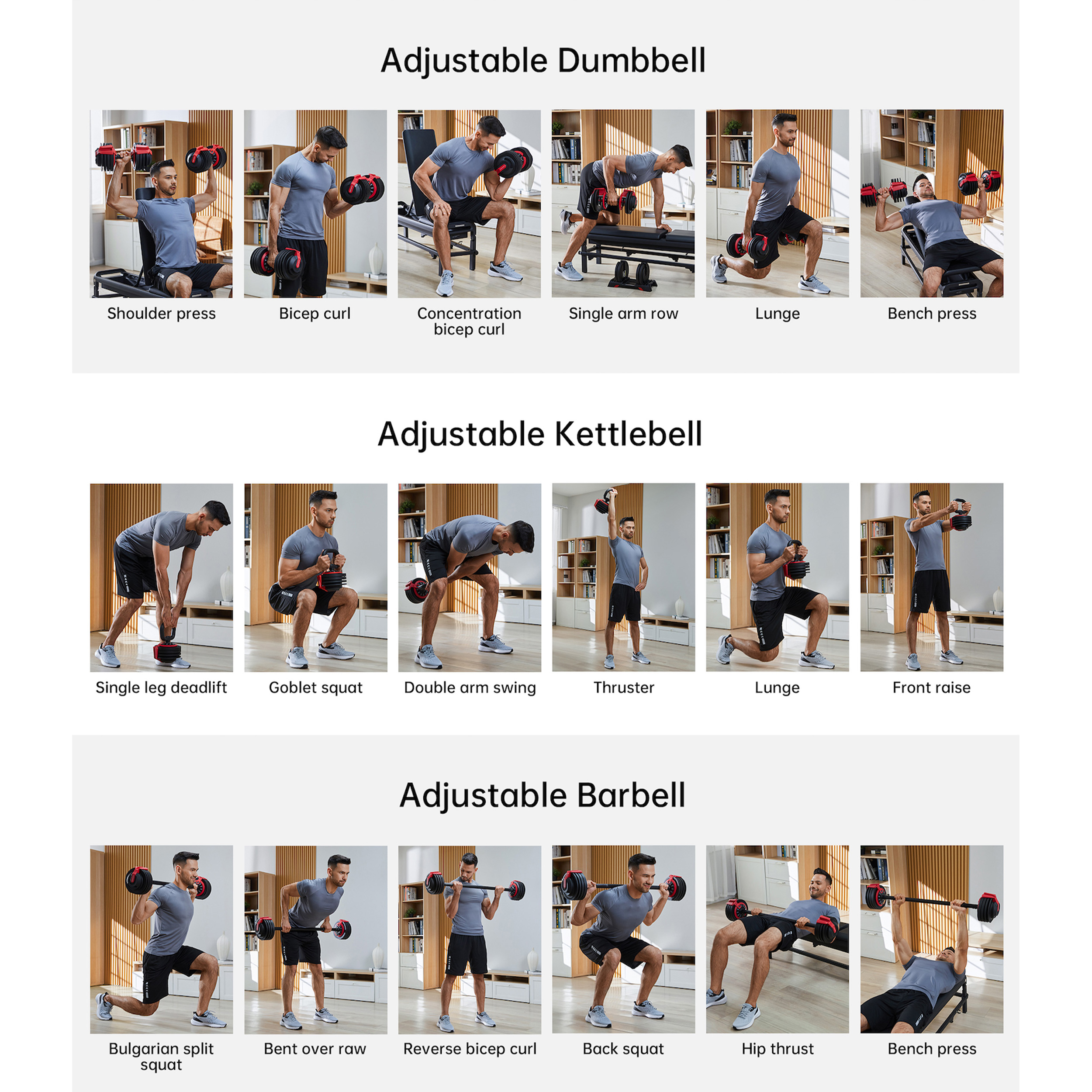 Гантелі набірні з функцією штанги KINGSMITH 3-in-1 Adjustable Dumbbell 24kg