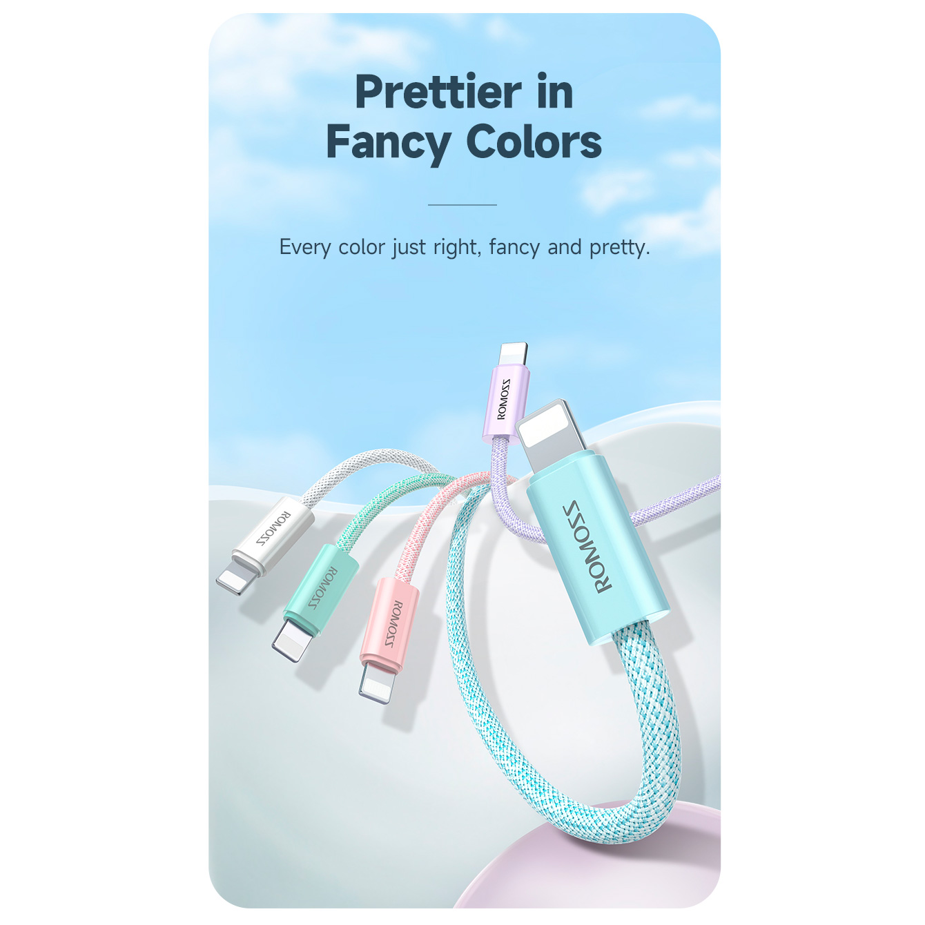 Кабель ROMOSS CB1734 USB-C to Lightning PD 27W 1м Blue (CB1734-631-727H)