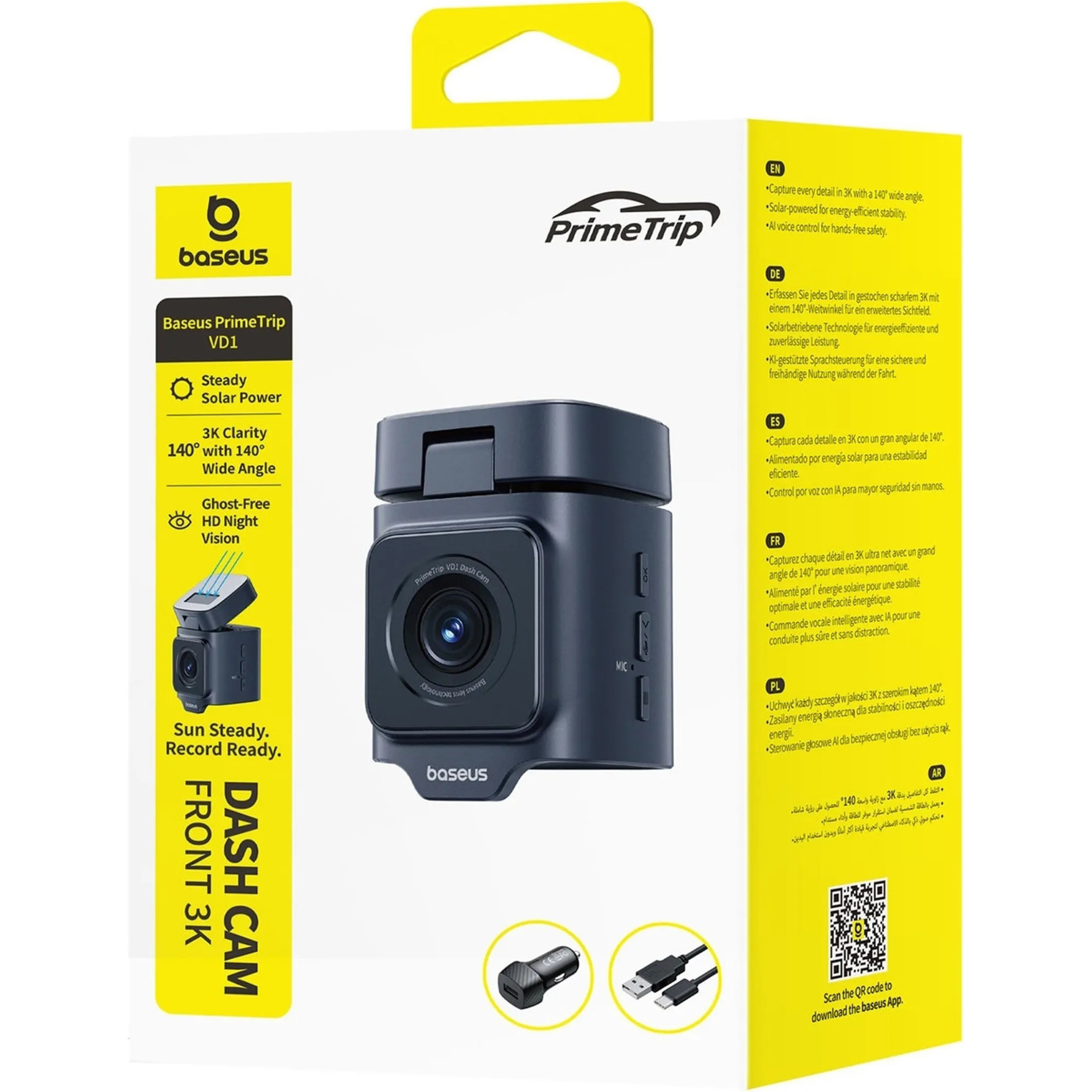 Автомобильный видеорегистратор BASEUS PrimeTrip VD1 Dash Cam Front 3K Cosmic Black
