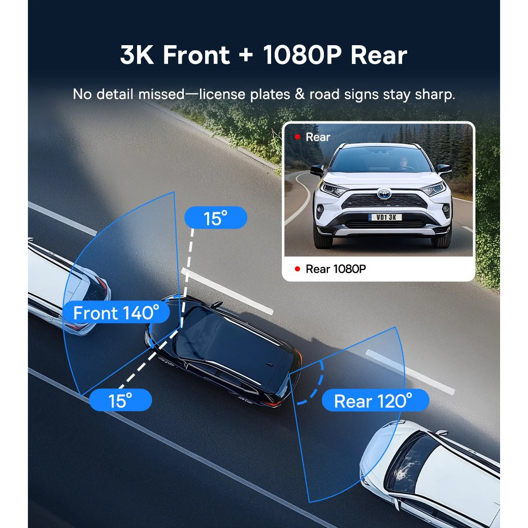 Автомобильный видеорегистратор BASEUS PrimeTrip VD1 Dash Cam Front 3K Cosmic Black