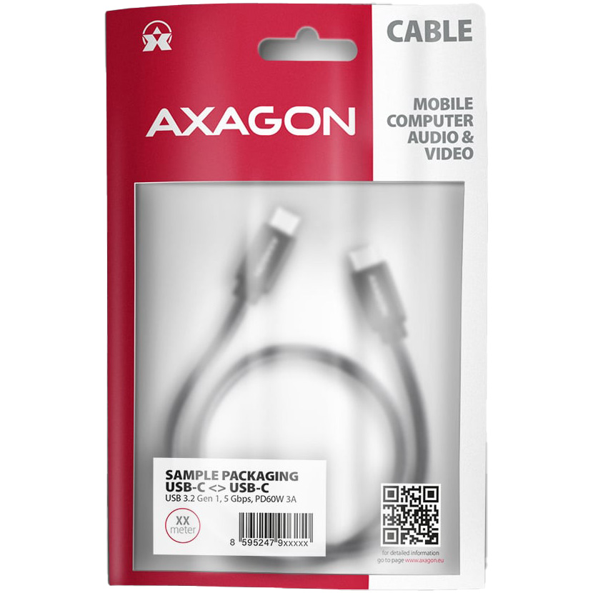 Кабель AXAGON USB-C to USB-C 3.2 Gen 1 3м Black