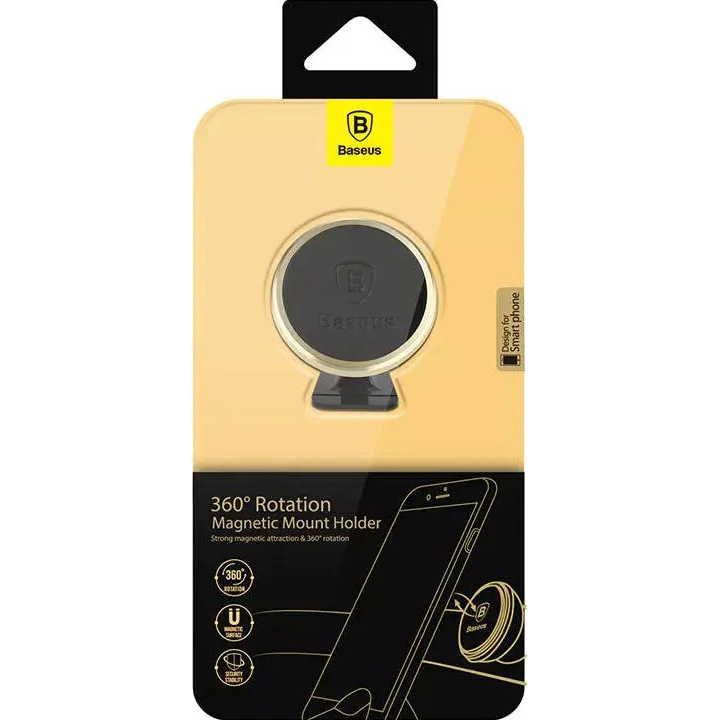 Автотримач для смартфона BASEUS 360° Adjustable Magnetic Phone Mount Black/Gold (SUCX140015)