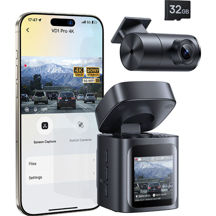 Автомобільний відеореєстратор з камерою заднього виду BASEUS PrimeTrip VD1 Pro Dash Cam 4K + 1080p Cosmic Black