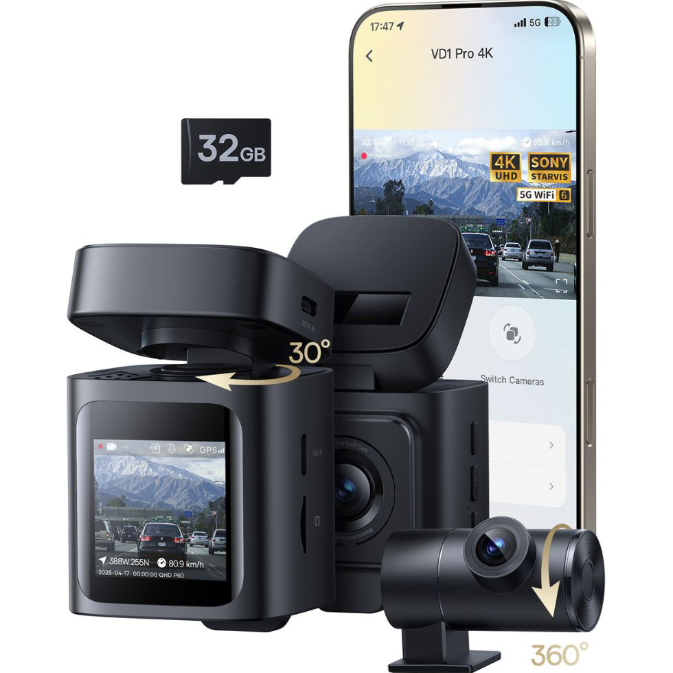 Автомобільний відеореєстратор з камерою заднього виду BASEUS PrimeTrip VD1 Pro Dash Cam 4K + 1080p Cosmic Black