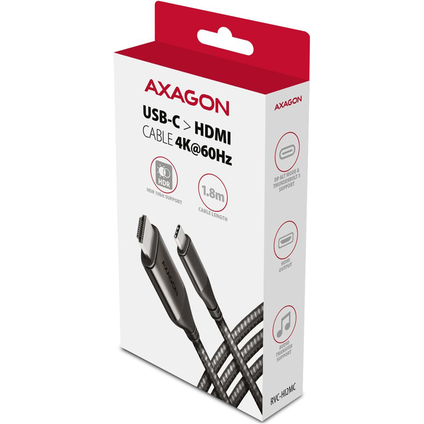 Кабель AXAGON RVC-HI2MC USB-C to HDMI 1.8м Black