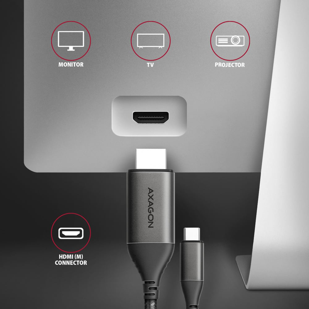 Кабель AXAGON RVC-HI2MC USB-C to HDMI 1.8м Black