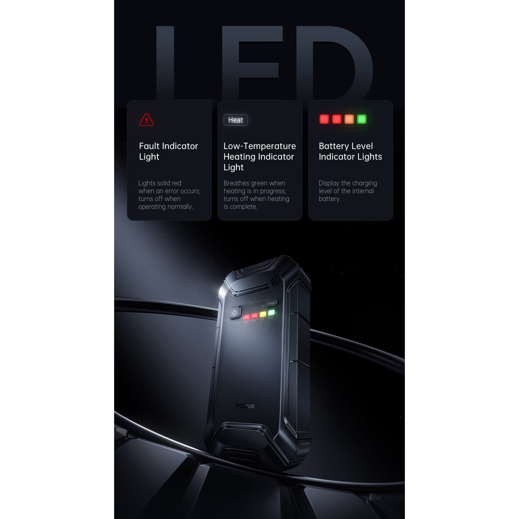 Портативное пускозарядное устройство BASEUS PrimeTrip VJ1 Jump Starter 5000A 12000mAh Black (C0119400)