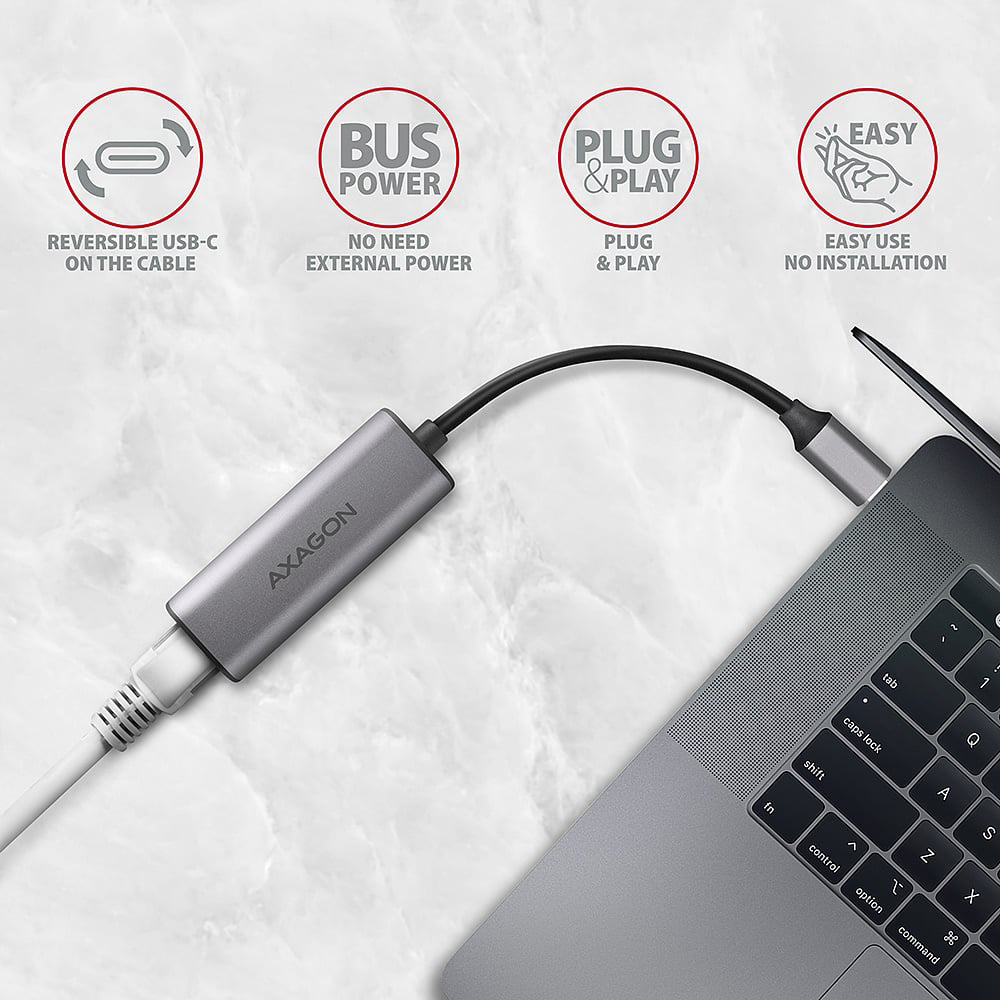 Мережевий адаптер AXAGON USB-C 3.2 Gen 1 to 2.5G Ethernet