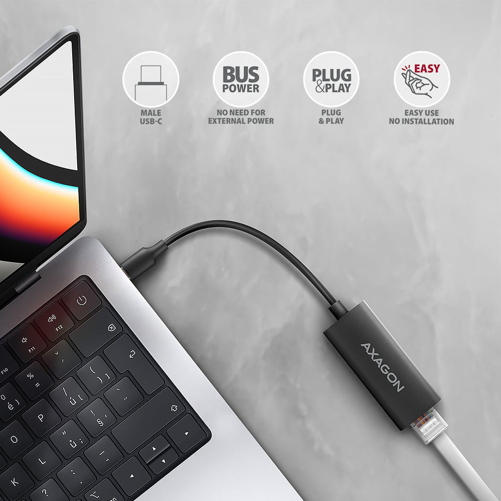 Мережевий адаптер AXAGON USB-C 3.2 Gen 1 to Gigabit Ethernet