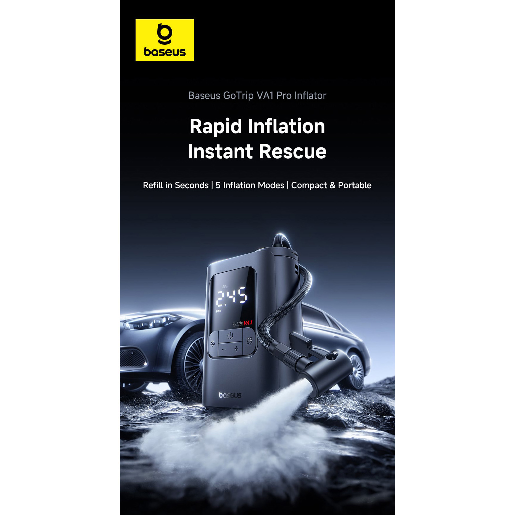 Портативний насос BASEUS GoTrip VA1 Pro Inflator Cosmic Black (C0119701)